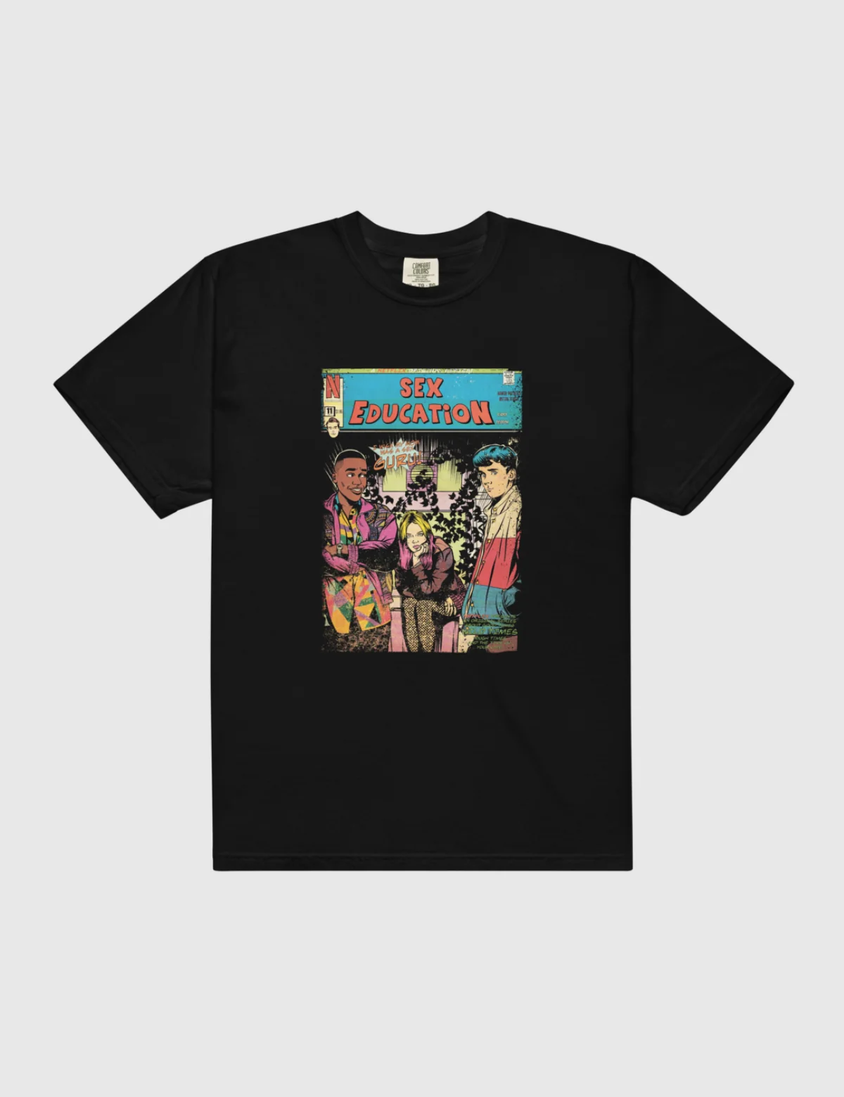 Sex Education Blue Comic Unisex Heavyweight T-Shirt [Black]