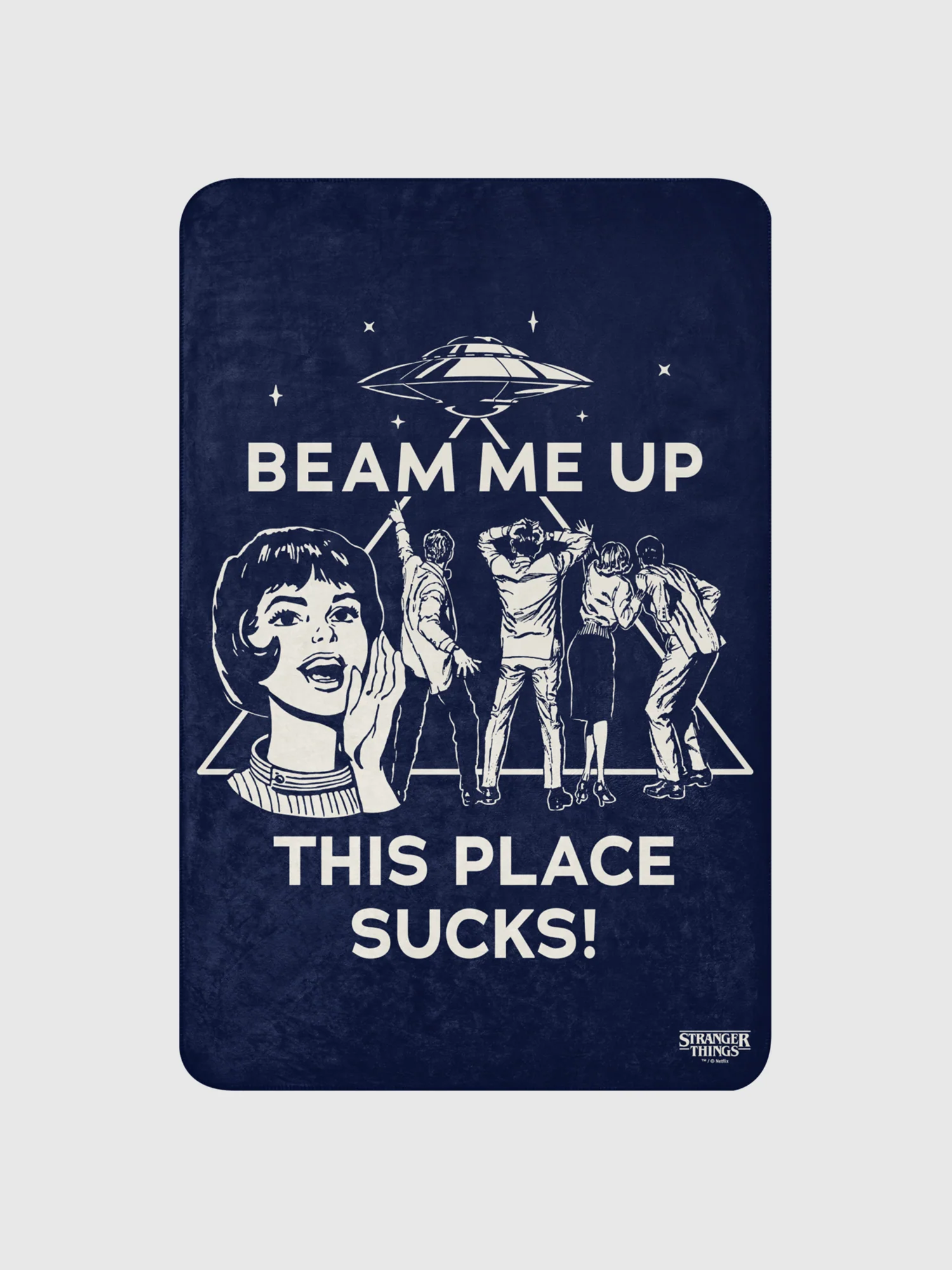 Stranger Things Beam Me Up Sherpa Blanket