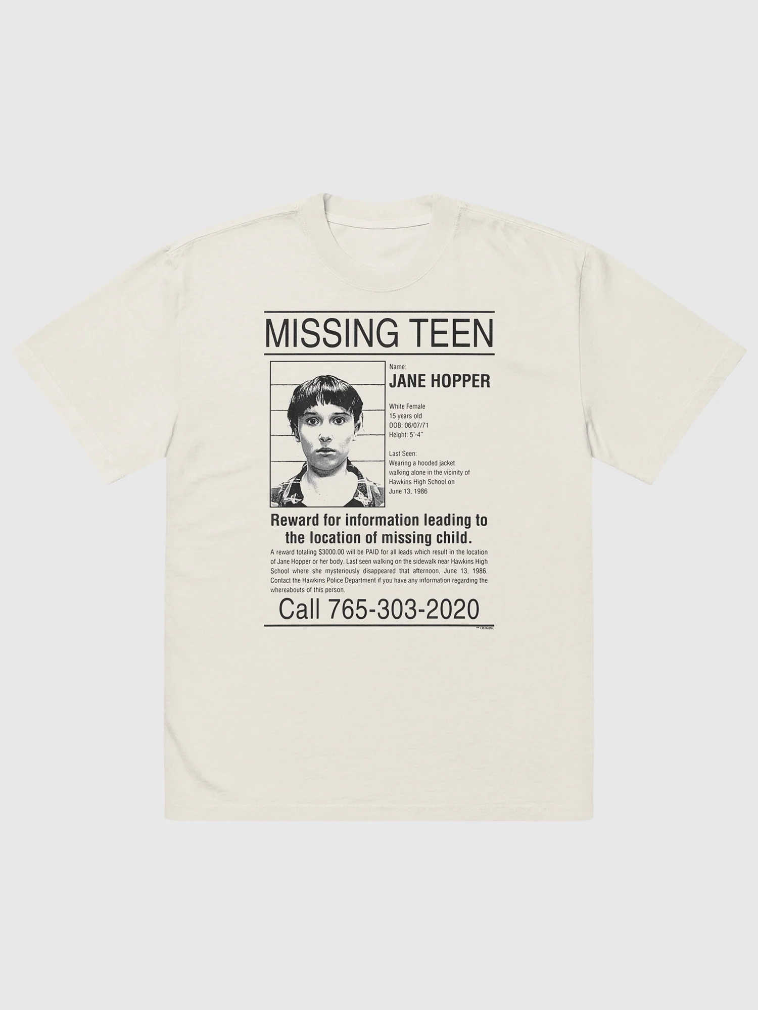 Stranger Things Oversized T-Shirt Missing Jane