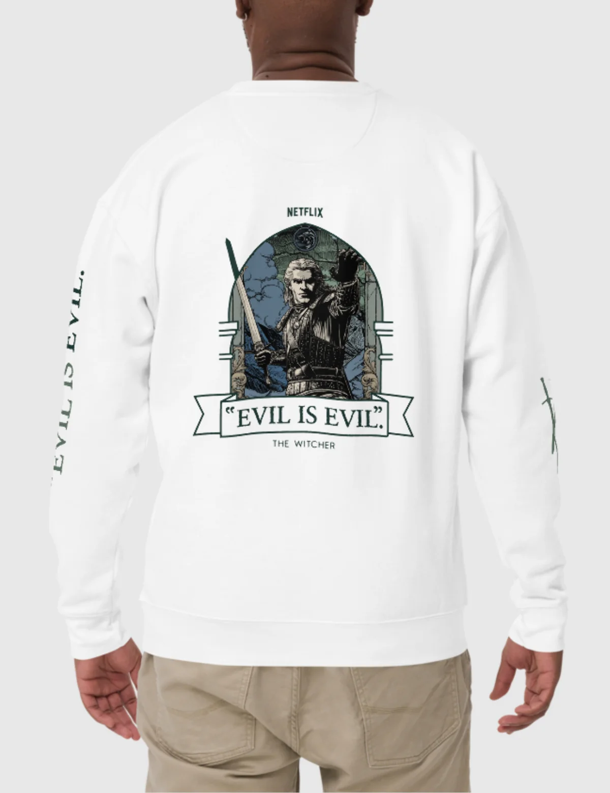 The Witcher Evil is Evil Unisex Premium Sweatshirt [White] - Image 2